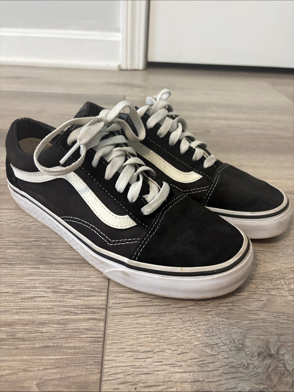 Vans Black and White Old Skool Low-Top Skate Sneakers